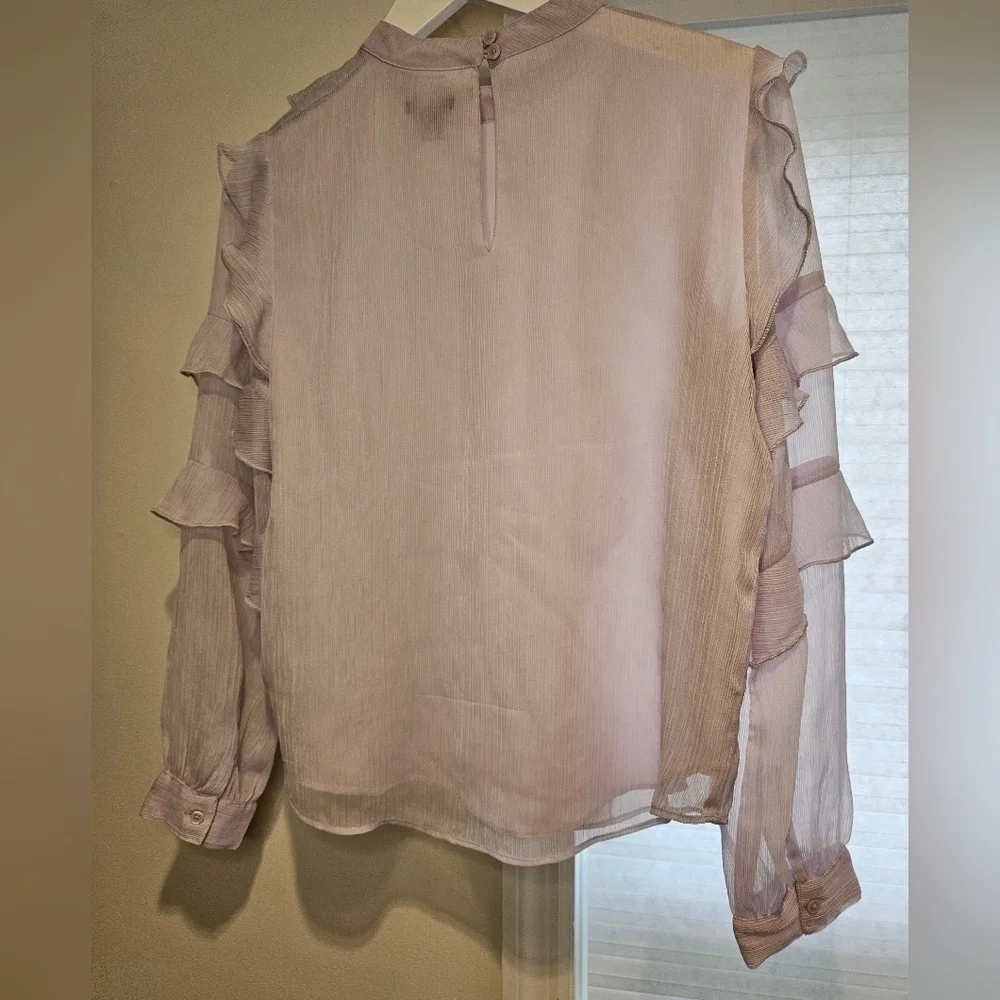 Ann Taylor Mock neck Lavendar Sheer Blouse size S - Picture 5 of 6